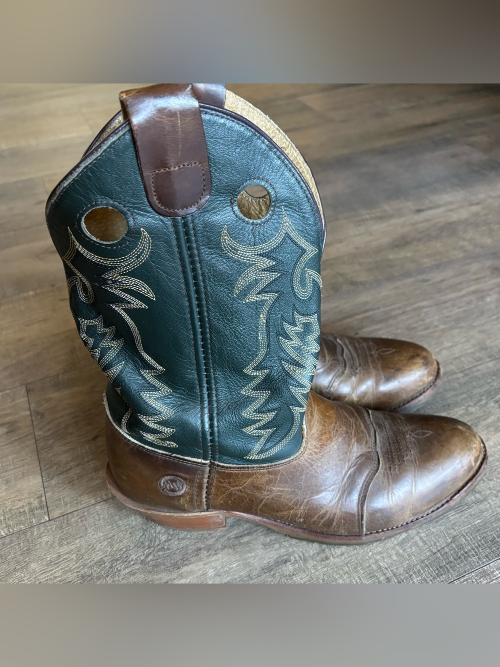 Double H Men’s Size 11 D Two-Tone Brown & Green Western Buckaroo Cowboy Boots
